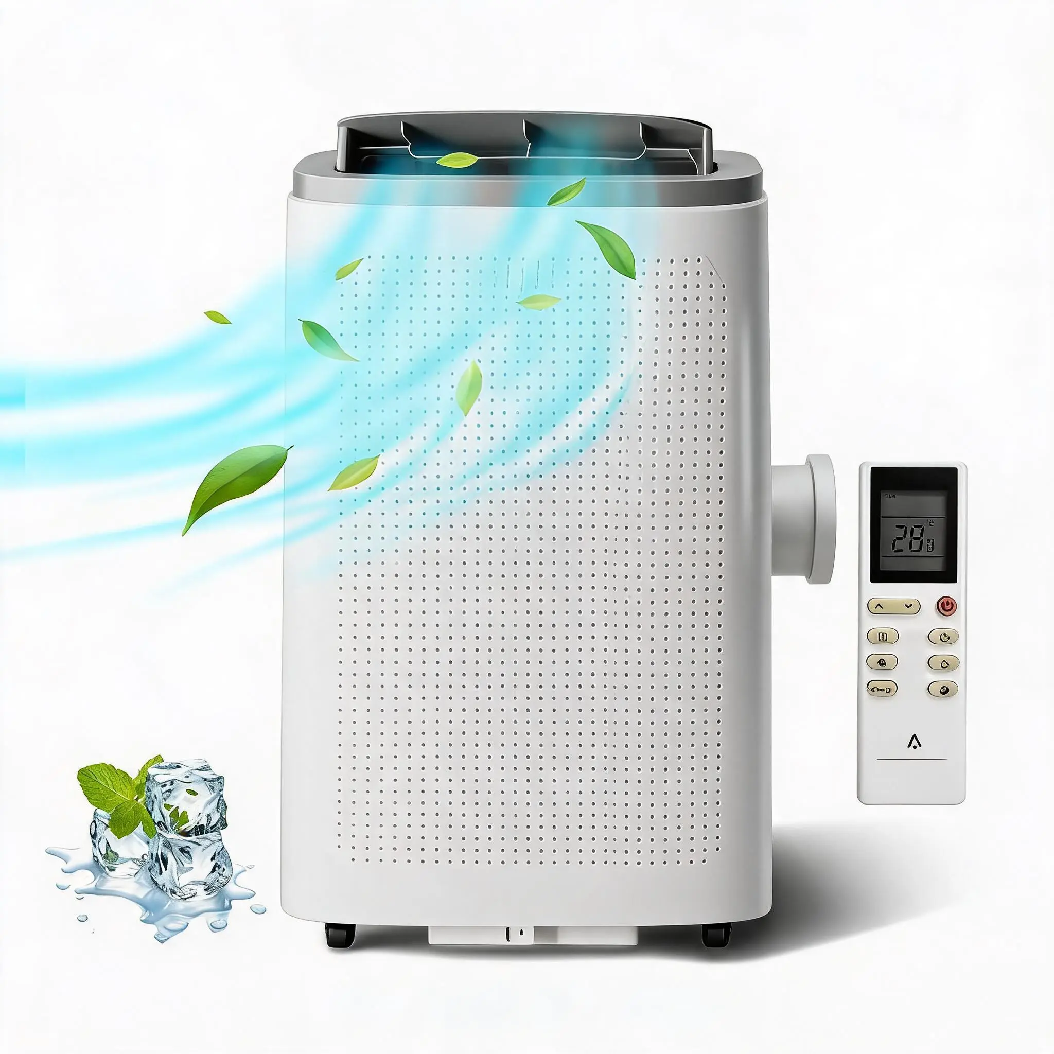 14000 BTU Rectangular Single Unit Portable Air Conditioner - 3-in-1 Quiet Cooling AC, Energy Efficient, Remote Control, 24H Timer, LED Display, All-purpose Casters, Window Kit - Cools Up to 750 Sq.Ft, Ideal for Home/Office