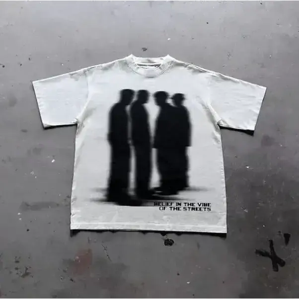 Street Atmosphere Virtual Shadow Characters Shadow Graphic Cotton T-Shirt, grunge y2k emo scene tapout goth amity affliction style clothes, Unisex T-shirt Crewneck Casual Tee Womenswear