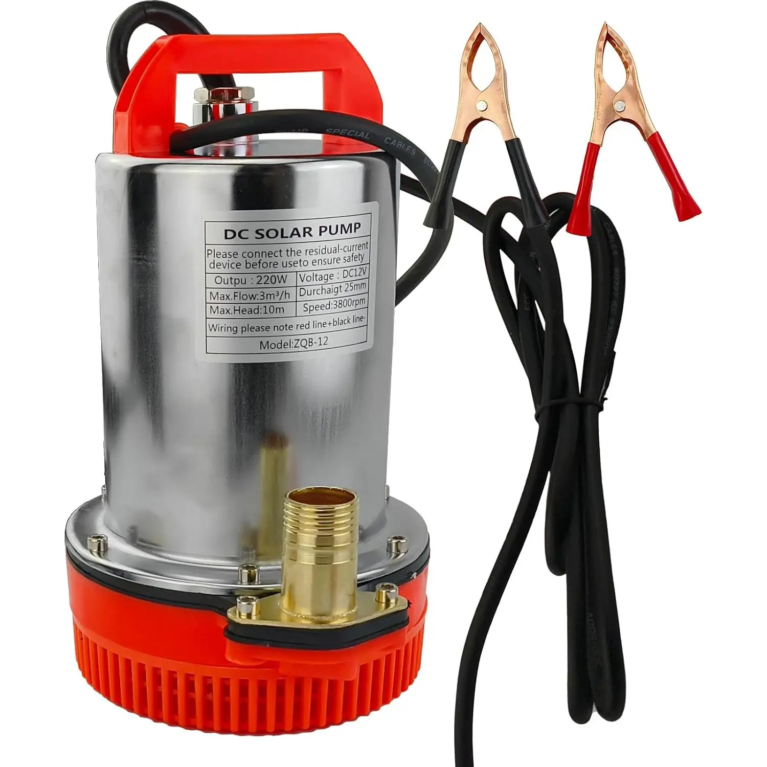 DC 12V Submersible Water Pump Submersible Deep Well Water Pump 1 inch Outlet,Irrigation Water Pump with Upgrade Copper
