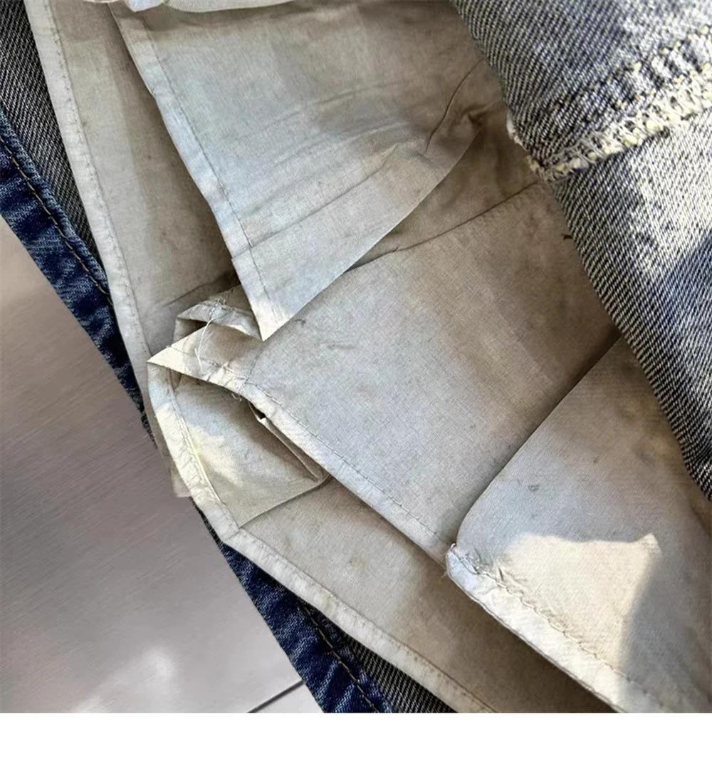 Oversize Retro Diamond Denim Mini Skirt for Women Summer High Waist Shiny Rivet Slim Skirts Gradient Black Grey Jean Skirts, Womenswear Bottom Palda Basic Minimalist