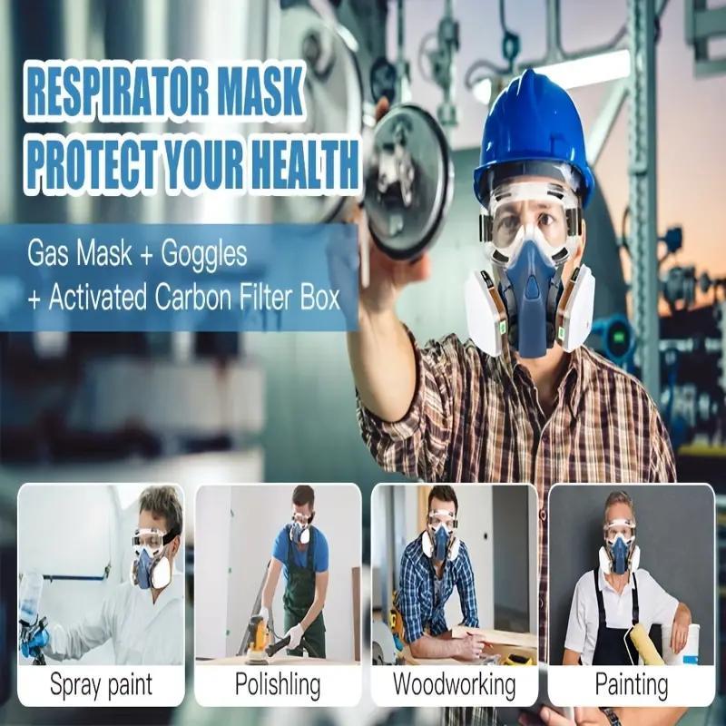 Reusable Half Face Mask with 2 Filter, Dustproof Mask, Safety Mask, Respirator Mask for Paint, Woodworking, Construction, Polishing, Chemical, DIY