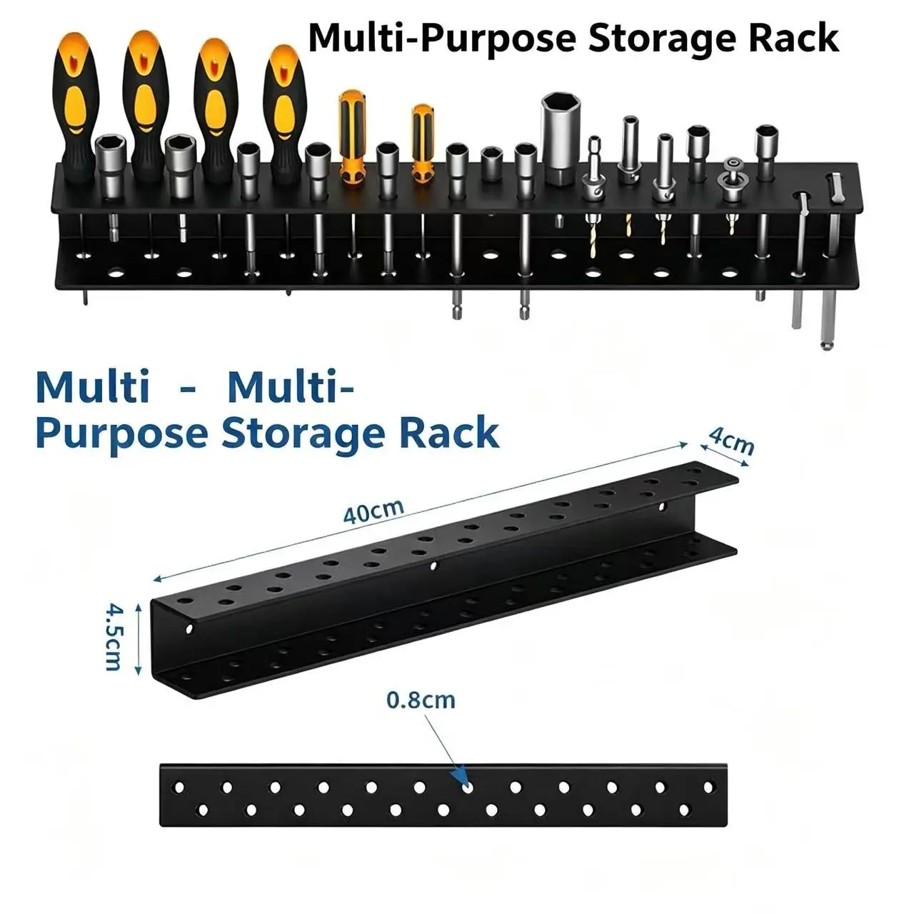 Multi-Functional Tool Organizer Rack, Wall-Mounted Screwdriver Drill Bit Holder, Versatile Storage Shelf for Hardware Tools