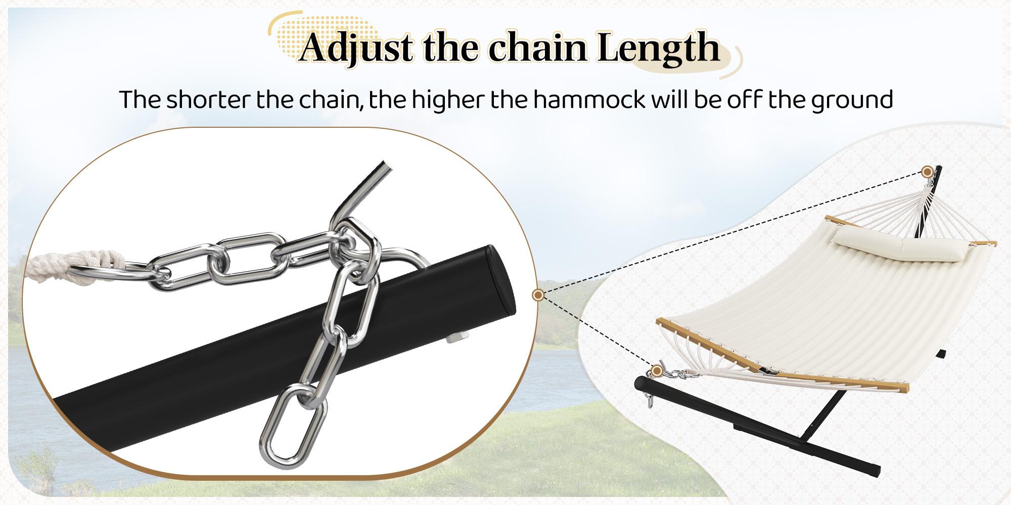 Outdoor Rope Hammock with Stand, Portable Anti-Tipping Hammock in Multiple Color Options, Hand-Woven Durable Ropes for Backyard, Beach & Poolside, Navy Blue, Blue Stripes, Red Stripes, Green Stripes, Gray Floral, Off-White