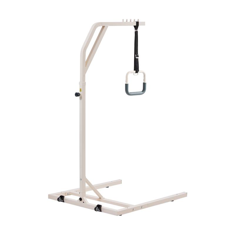 VEVOR Trapeze Bar for Bed Mobility, Height-Adjustable Free Standing Trapeze Bar with 2 Wheels, 300LBS Capacity Bed Pull Up Assist for Elderly Disabled, Ideal for Hospital, Nursing Home & Home Care