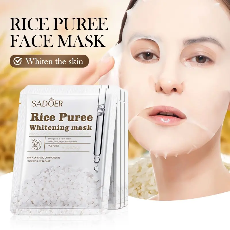 Rice Brightening Mask 25g/piece, Rice Essence for Skin Brightening, Hydrating and Moisturizing, Single Pack, Portable for Travel, 20pcs/10pcs/5pcs