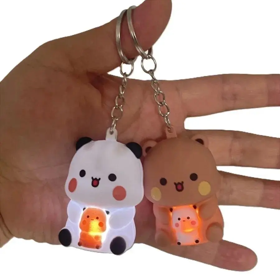/Bubu Dudu Say I Love You Voice Toys Keychain Yier Panda Bear Glowing Anime Figures Phone Ornament Bag Decoration Couple Gifts