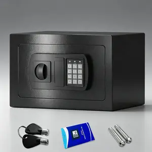 Household Digital Safe Box 0.23/0.44 Cu Ft Mini Money Storage Safe with Keypad Code & Physical Keys Black for Business Hotel Rooms