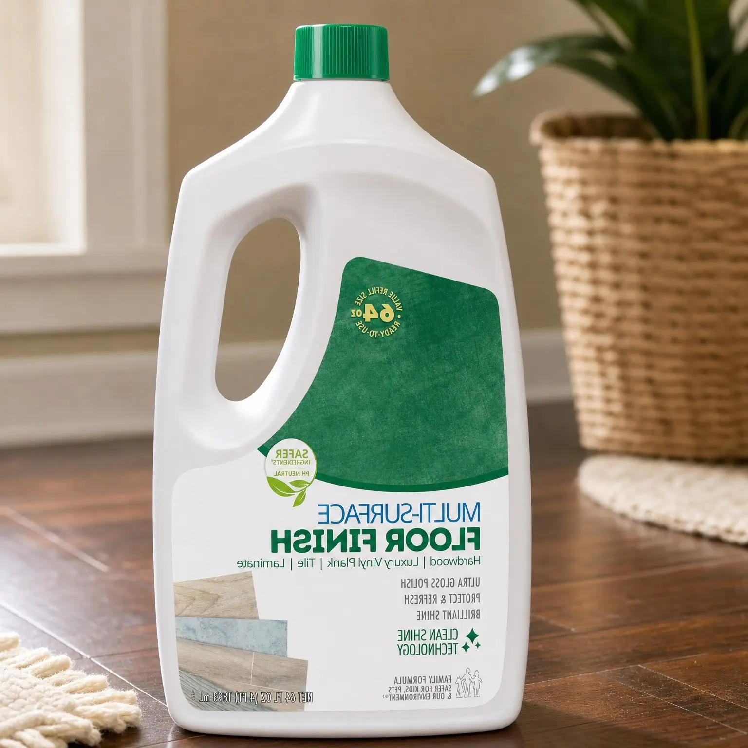 Multi-Surface Floor Finish & Polish 64oz | Safer Choice Cleaner for Hardwood, Laminate, Luxury Vinyl Plank (LVT), Tile & Stone | Clean Shine TechnologyGift