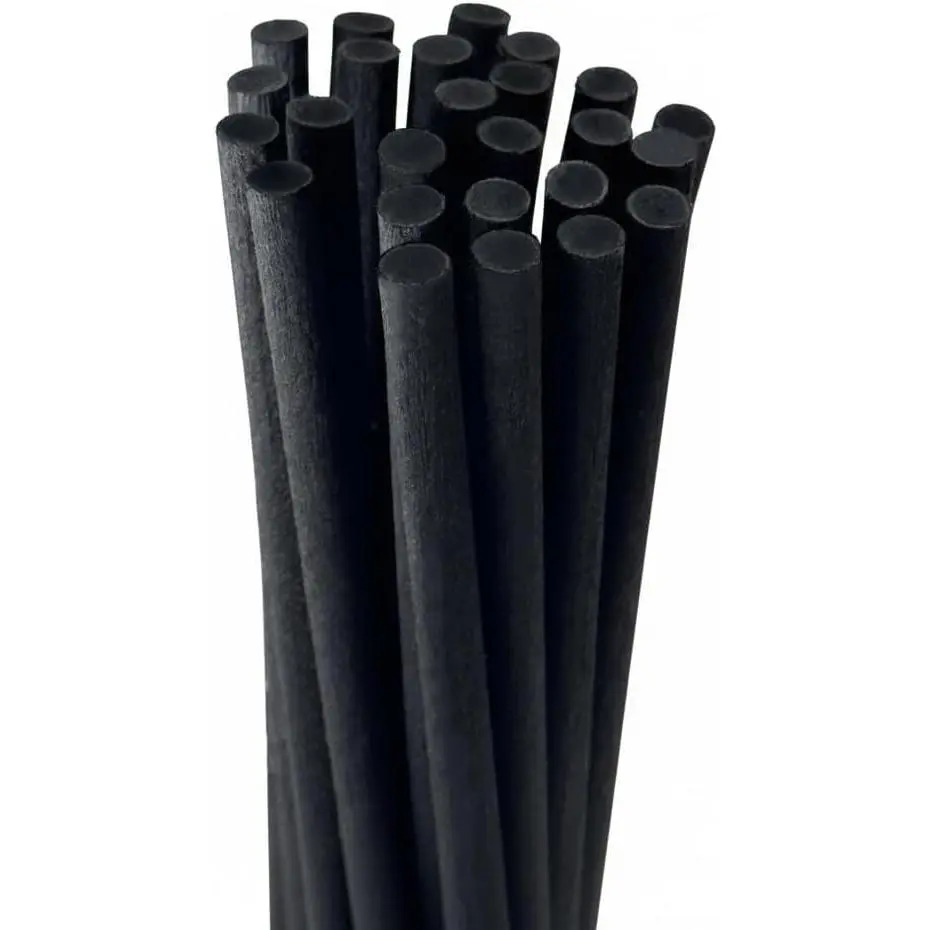 Thick Black Fiber Diffuser Reeds, 6mm Thick, 10 Inch, 25 count, Black Diffuser Sticks for  Oils, Essential Oils (Black, 6mm)