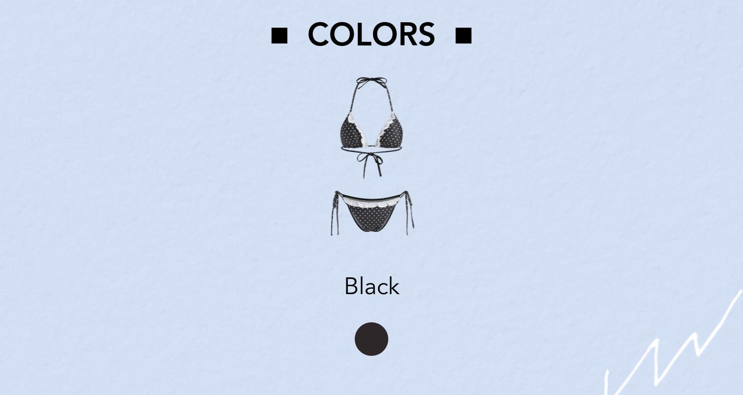 Cider Polka Dot Lettuce Trim Halter Tie Side Bikini Set