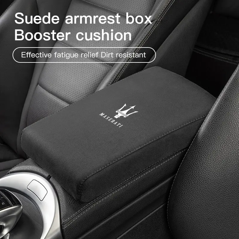 Car Armrest Mat Center Console Arm Rest Protection Cushion Auto Armrests Storage Box Cover Pad Interior Car Auto Accessory Car Accessories For Maserati Levante Ghibli MC20 Grecale Quattroporte GranTurismo President GranCabrio Coupe Spyder