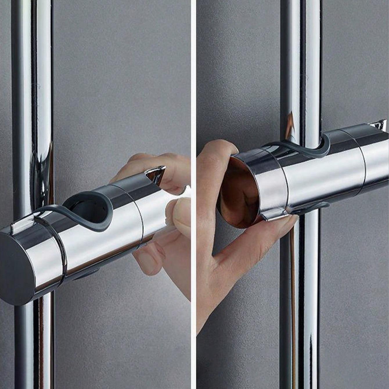 Universal Adjustable Shower Head Holder, No Drill Strong Adhesive, Wall Mounted Bathroom Shower Bracket, Easy Install Shower Accessories