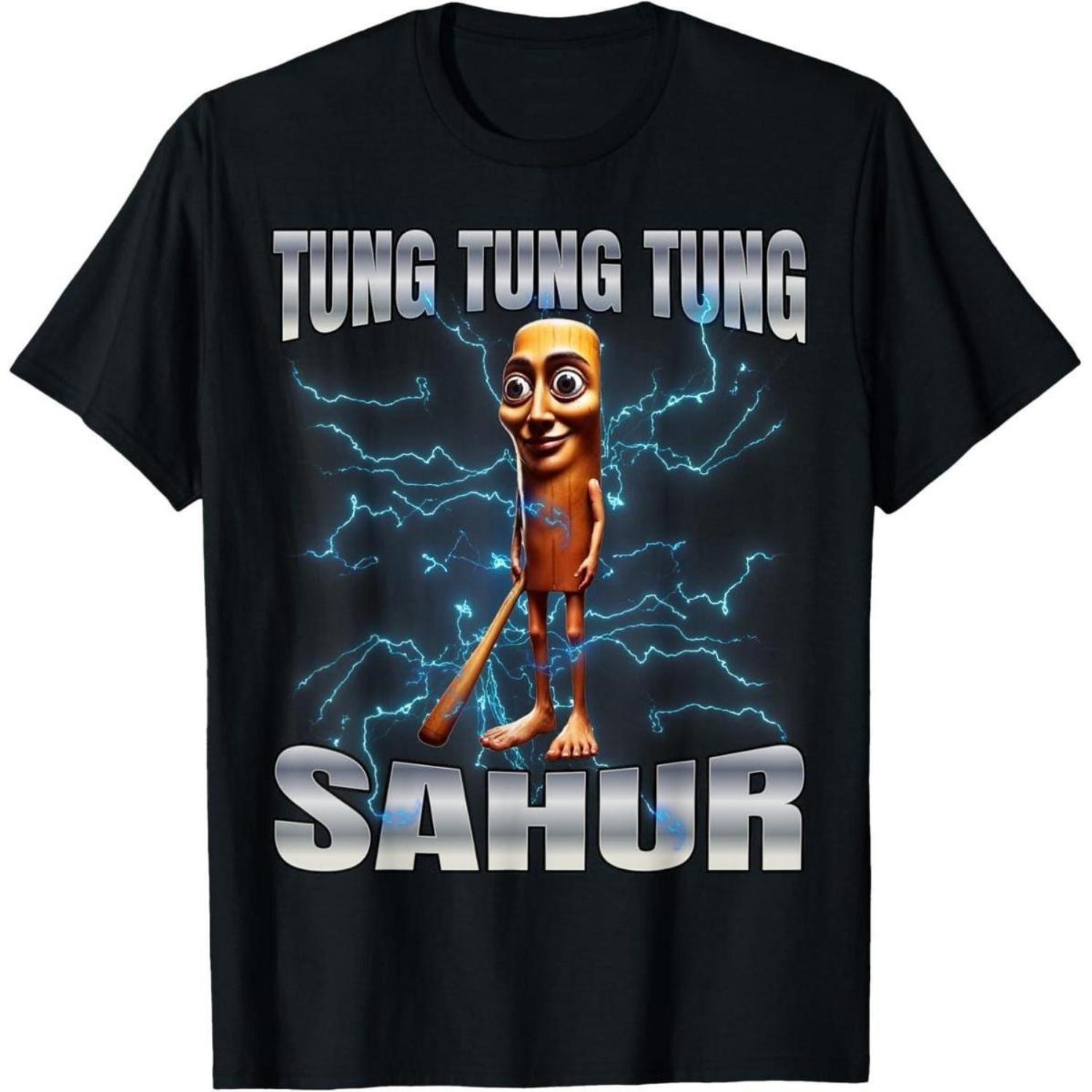 Unisex Cotton Graphic T Shirt Featuring Tung Tung Tung Sahur Design Comfortable Trendy Casual Tee