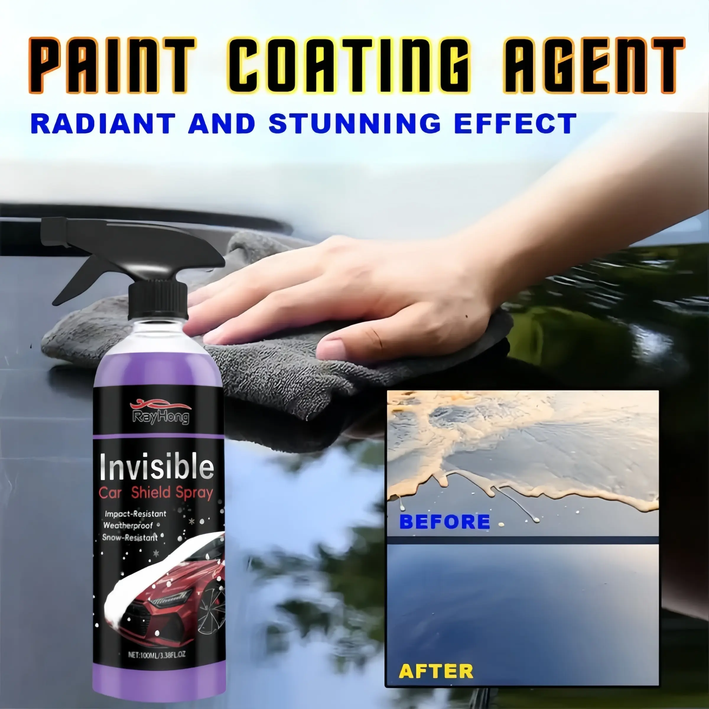 Automotive ceramic coating waterproof spray - paint surface protection and hydrophobic glass treatment, coating spray - nano-ceramic protection, enhancing gloss, protecting the car and providing a refreshing effect