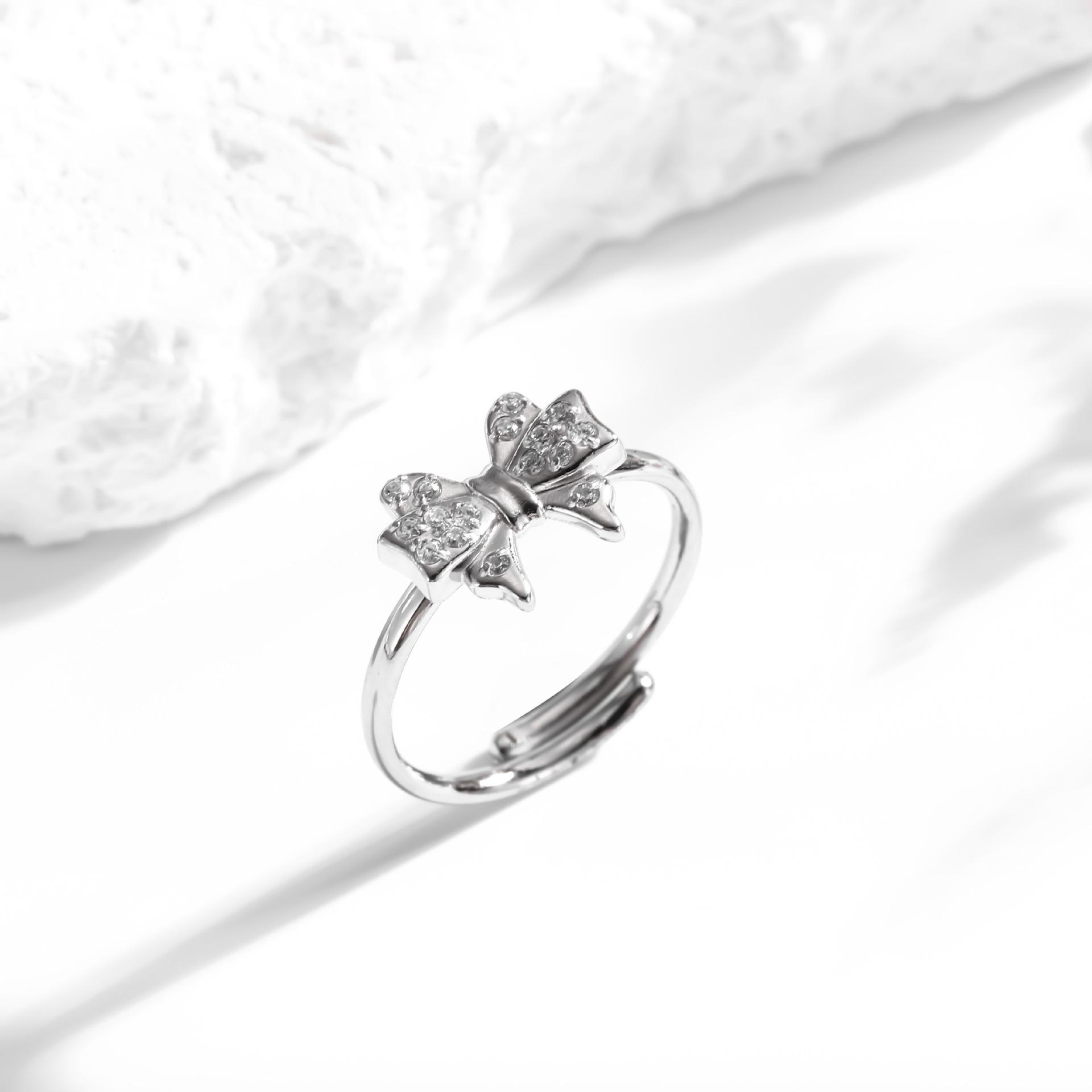 Mothers Day Gifts Bow Rings for Women Mother Daughter Cubic Zirconia Bow Knot Tie Ring Cute CZ Friendship Promise Stack Ring Anniversary Birthday Jewelry Gifts for Sister