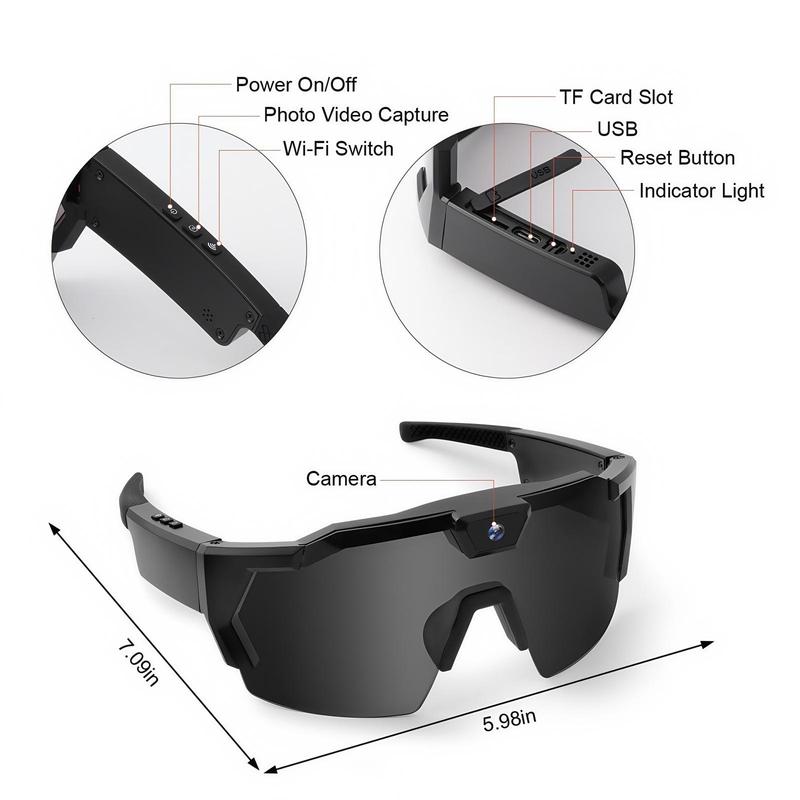 AI  sunglasses, outdoor sports recorder! Automatic Camera Memory Man Wearable Smart Multilingual Audio Glasses