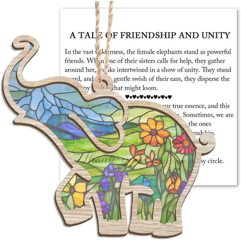 Friendship Gifts for Women - Suncatcher Ornament 2026 |   Birthday Gifts, Elephant Gifts,  Suncatcher, Christmas Tree Decor,  Ribbon,
