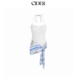 Cider V-Wired Halter One Piece with Fruit Print Sarong