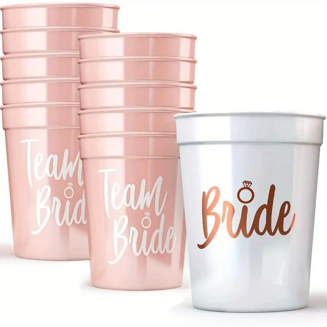 Team Bride Bachelorette Party Cups - Bride Cup & Bridesmaid Cups Bachelorette Party Decorations - Reusable Bachelorette Cups for the Bride Tribe - Bachelorette Party Favors for Bridesmaid Gifts Party Supplies