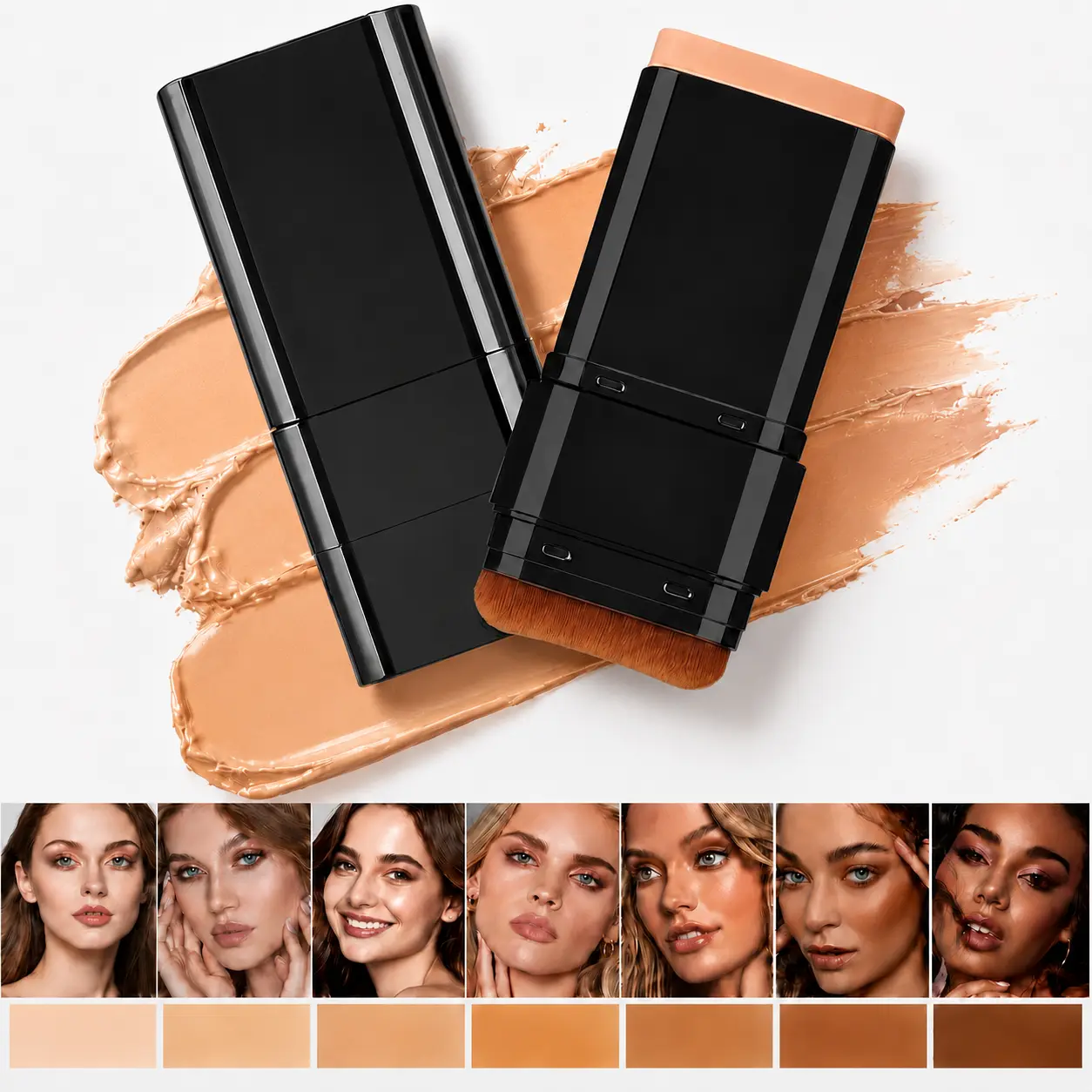 2-in-1 Foundation & Concealer Stickwith Built-in Brush - HighCoverage, Long-LastingWear, Quick Makeup for Busy Users,No PowderBuildup Cosmetic