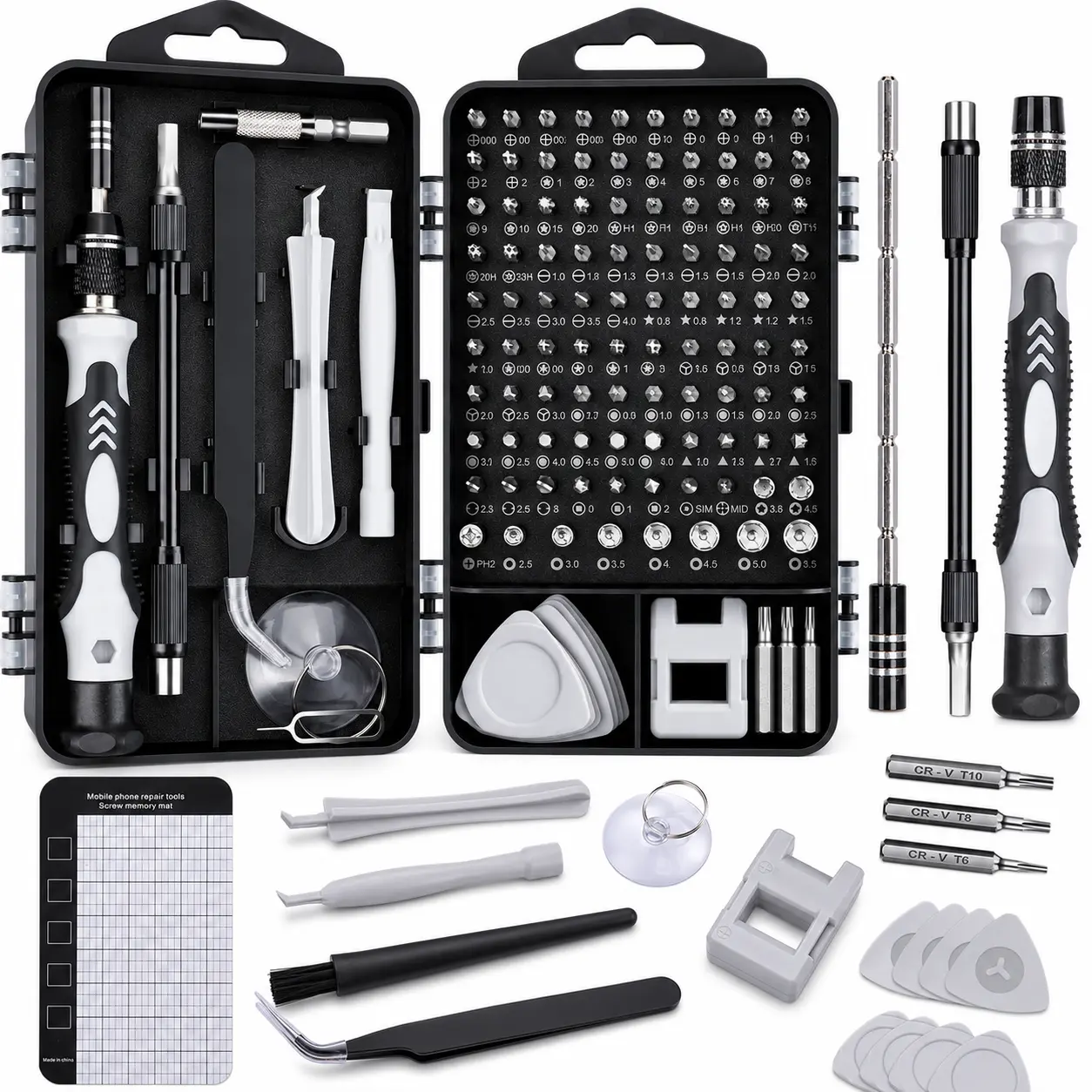 122-in-1 Computer Repair Kit, Precision Screwdriver Set with 101 Magnetic Bits, Flexible Shaft and Magnetic Mat for Laptop, Phone and Game Console