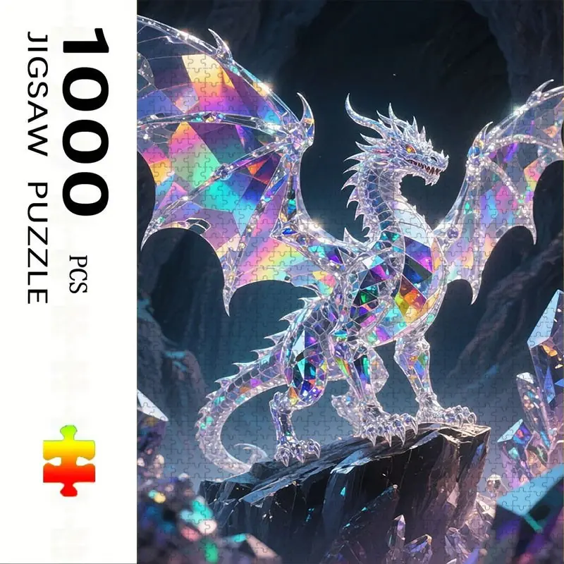 1000 Piece Dragon Theme Puzzle, Large Adult Family Interactive Toy, DIY Home Decor Brain Challenge, Festive Design, Durable Puzzle, Brain Teaser Puzzles