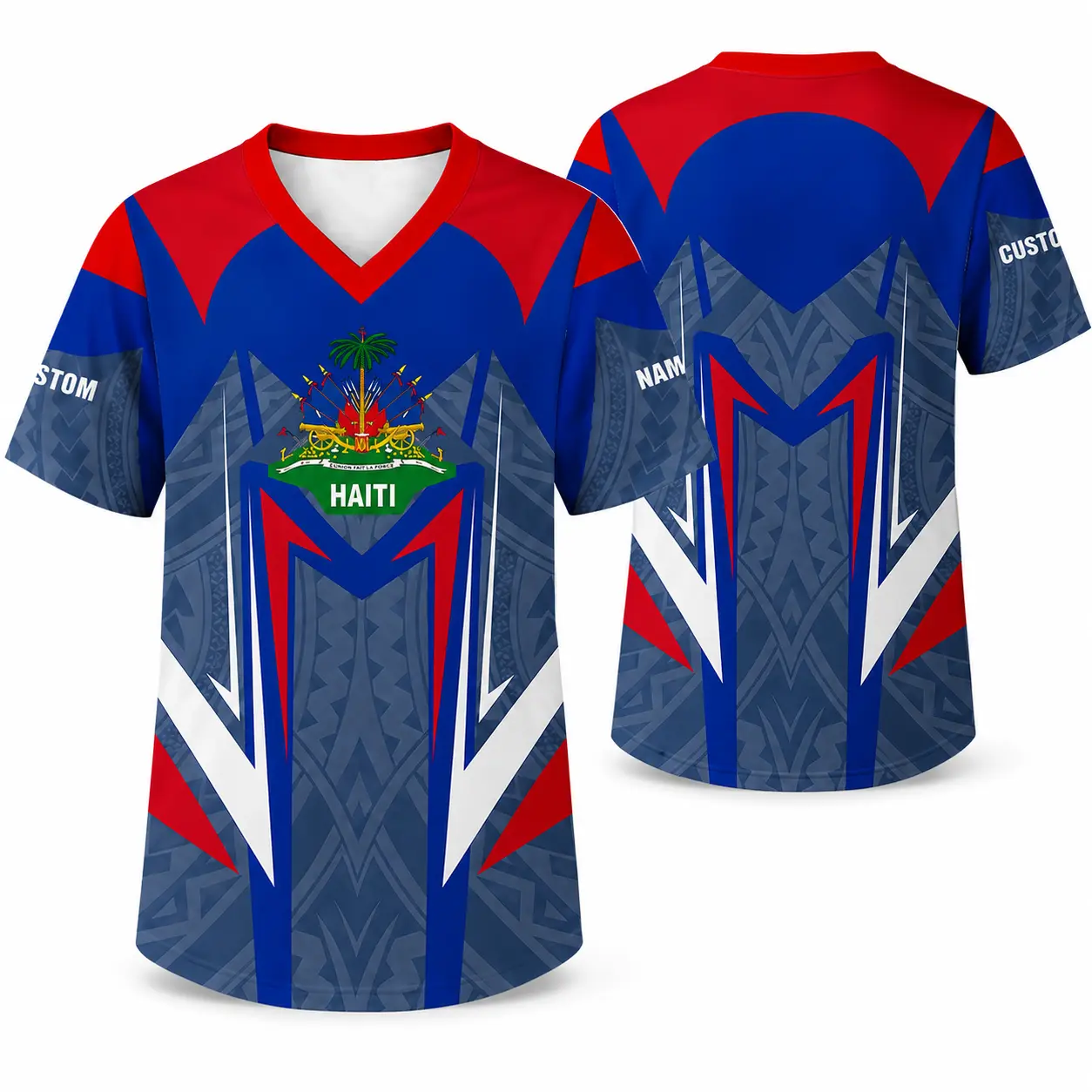 Haiti-Inspired Graphic, Unisex V-Neck Jersey Shirt,Lightweight Breathable Polyester Graphic Top for Men & Women, Cultural Festival, Vacation, Party Wear, Streetwear & Daily Casual Outfit，Size S-5XL, clothes, outfits, men's wear, men fashion