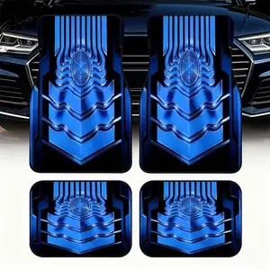 4pcs Fashionable Car Floor Mats, Blue Ring Design, Non-Slip Base, Fits Most Cars, Elegant Interior Decor, Perfect Gift for Halloween & Christmas