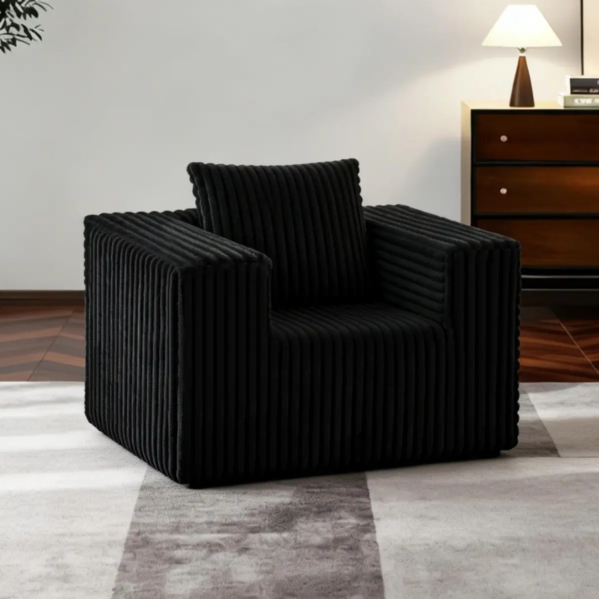 Aobtkel Boneless Floor Sofa - Single-Seat Compact Modern Durable Corduroy Mini Couch, 32x32x21" (32" W x 32" D x 21" H), No-Assembly Couch-in-a-Box with Memory Foam, Cushion for Bedroom, Game Room