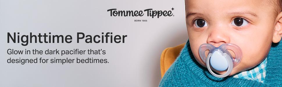 Tommee Tippee Night Time Pacifier, 18-36 Months, Symmetrical Silicone Baglet, BPA-Free Binkies, Glow in The Dark Technology, Green Rainbow, Pack of 6