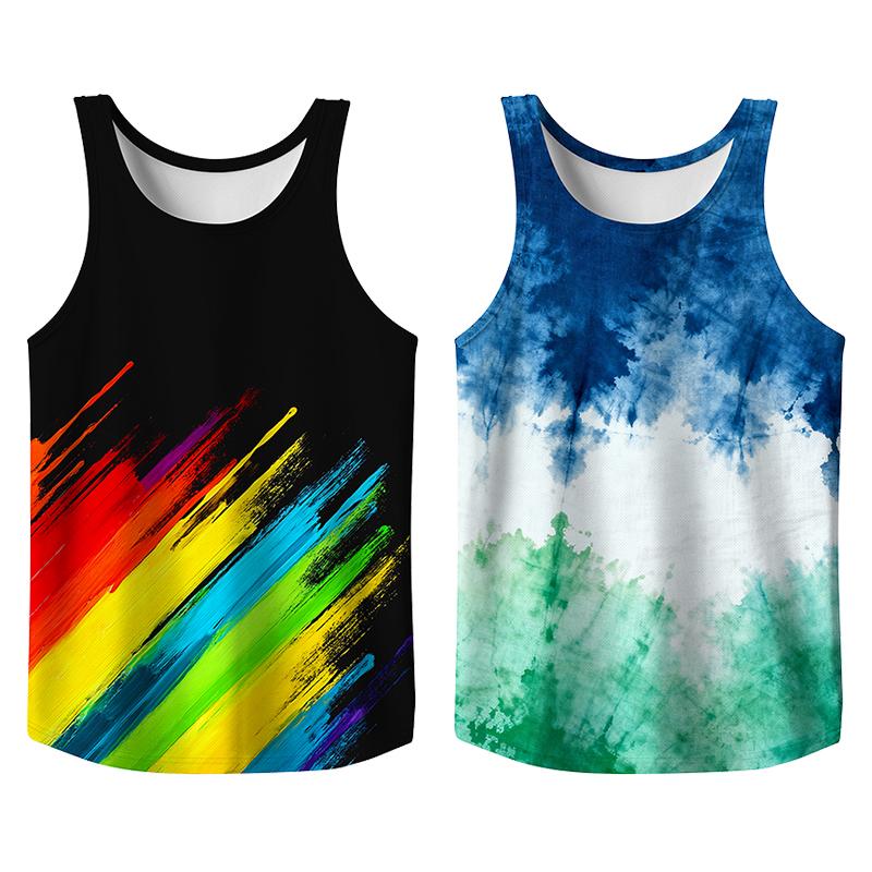 Vintage 2 Pack Oil Painting Tank Top, Trendy Menswear Funny Graphic Tees, Big and Tall Gym Workout Running Tee, Comfy Casual Sleeveless Vests