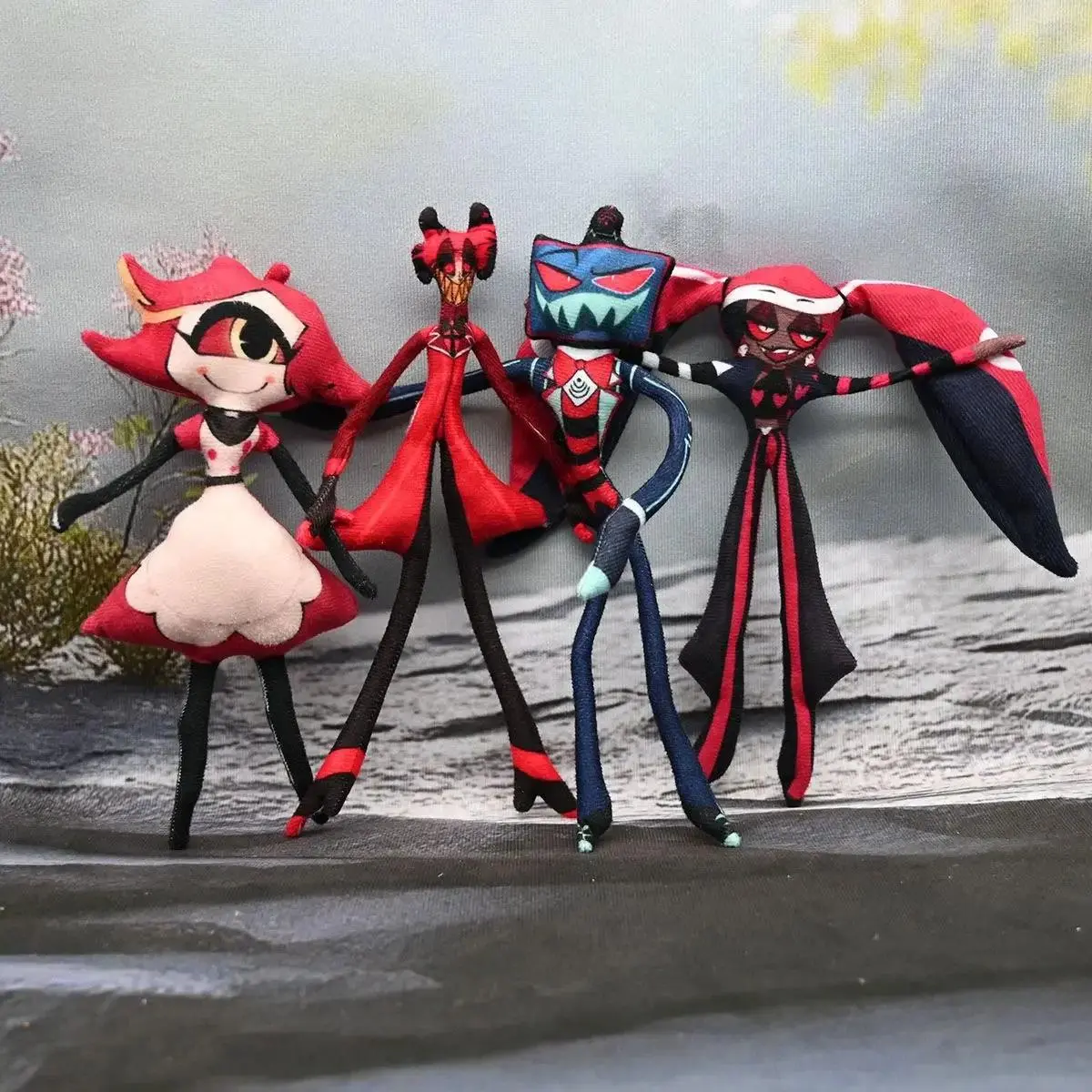 Action Stuffed Dolls with Body Wire Skeleton - Anime Hazbin Alastor Niffty Cosplay Plush Doll, Accessories Ornament Gifts