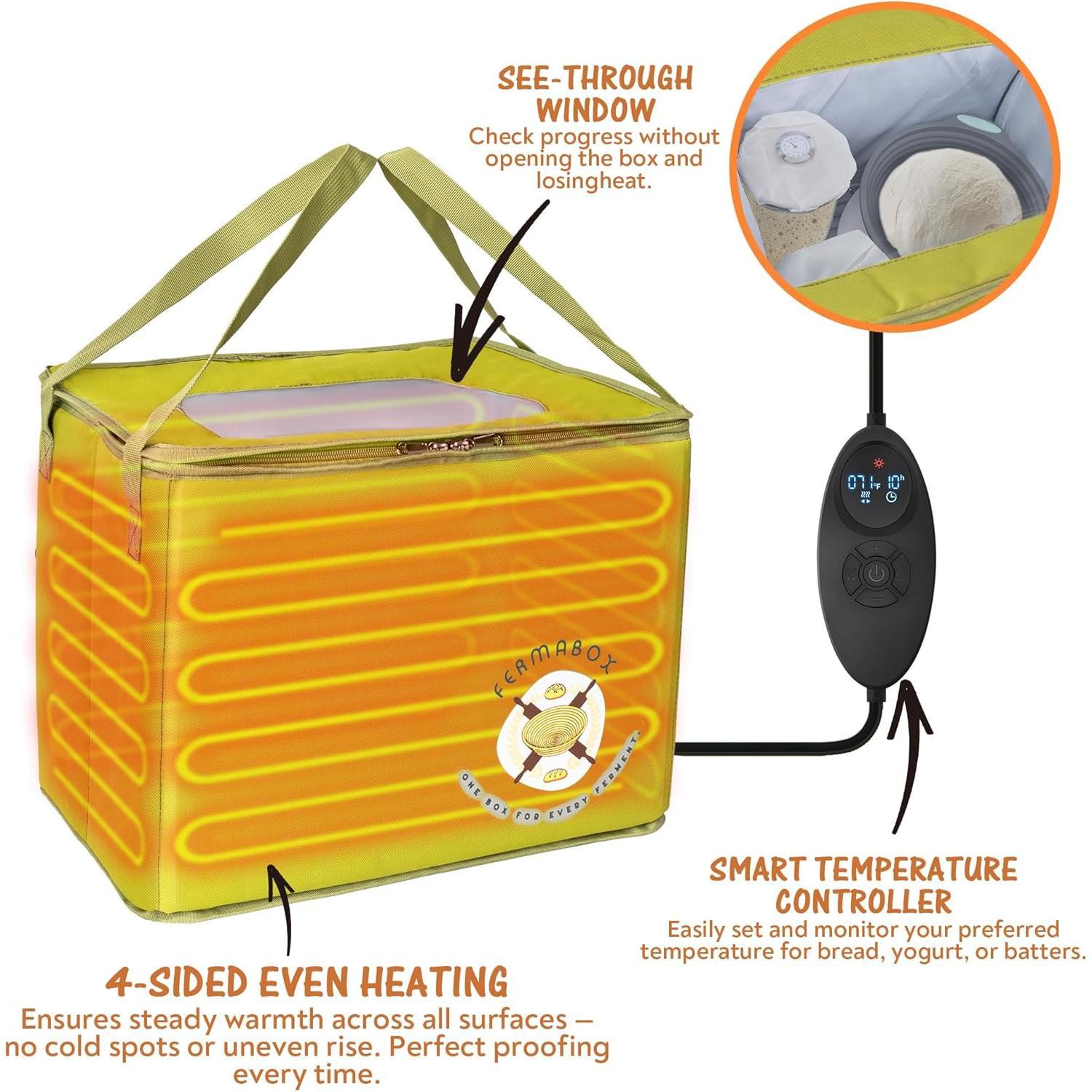 Foldable Bread Proofing Box - Heated Fermentation Chamber (60-120?F, 1-24h Timer) for Sourdough, Yogurt, Idli/Dosa Batter - 4-Sided Even Heating, Compact Storage Foldable Bread Proofing Box - Heated Fermentation Chamber (60-120?F, 1-24h Timer) for Sourdough, Yogurt, Idli/Dosa Batter - 4-Sided Even Heating, Compact Storage