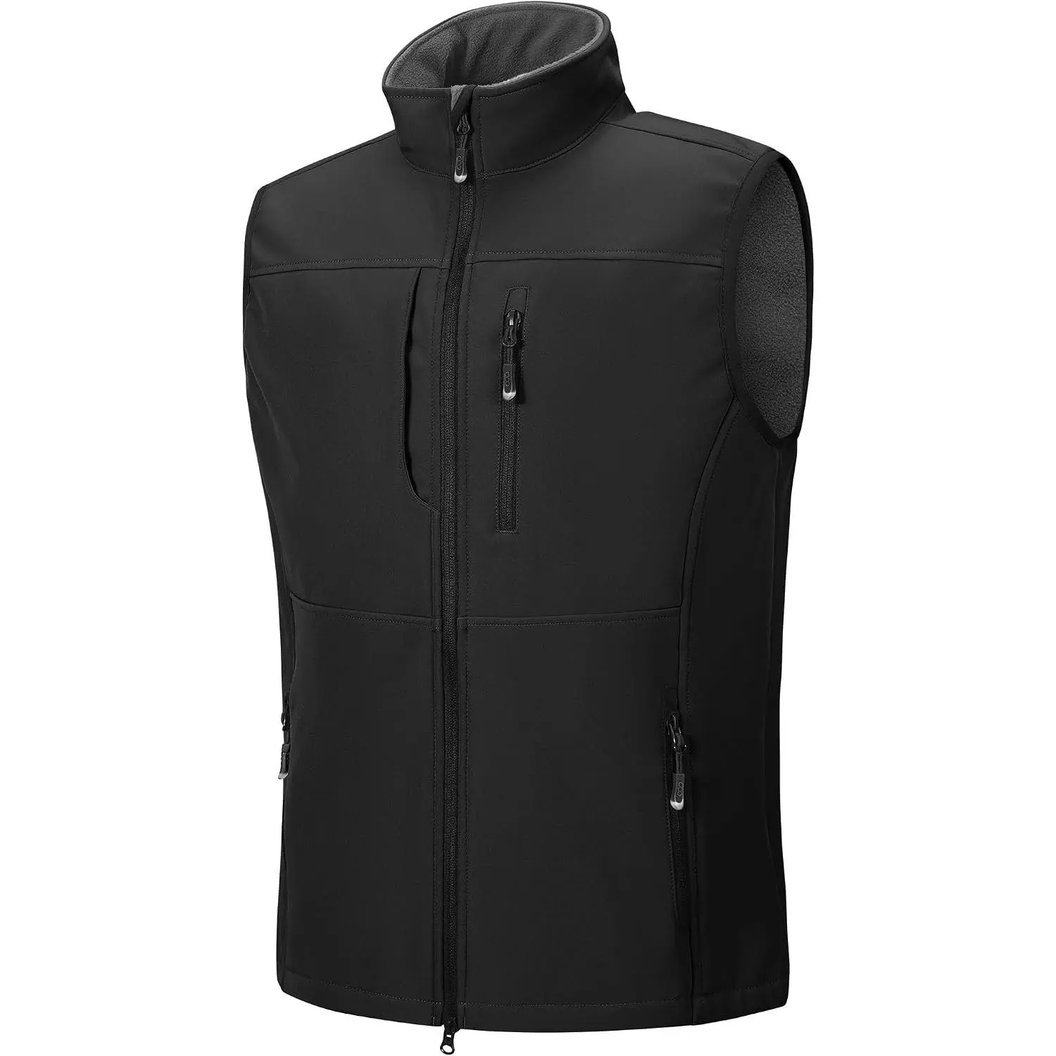 Men's Lightweight Softshell Vest Outerwear Zip Up Fleece Lined Windproof Sleeveless Jacket for Golf Running Hiking
