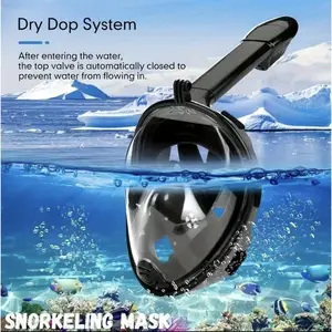 Full Face Snorkel Mask for Adults & Youth - 180° Panoramic View, Latest Dry Top Breathing System, Foldable Diving Mask with Camera Mount, Anti-Leak & Anti-Fog Design Snorkeling Gear