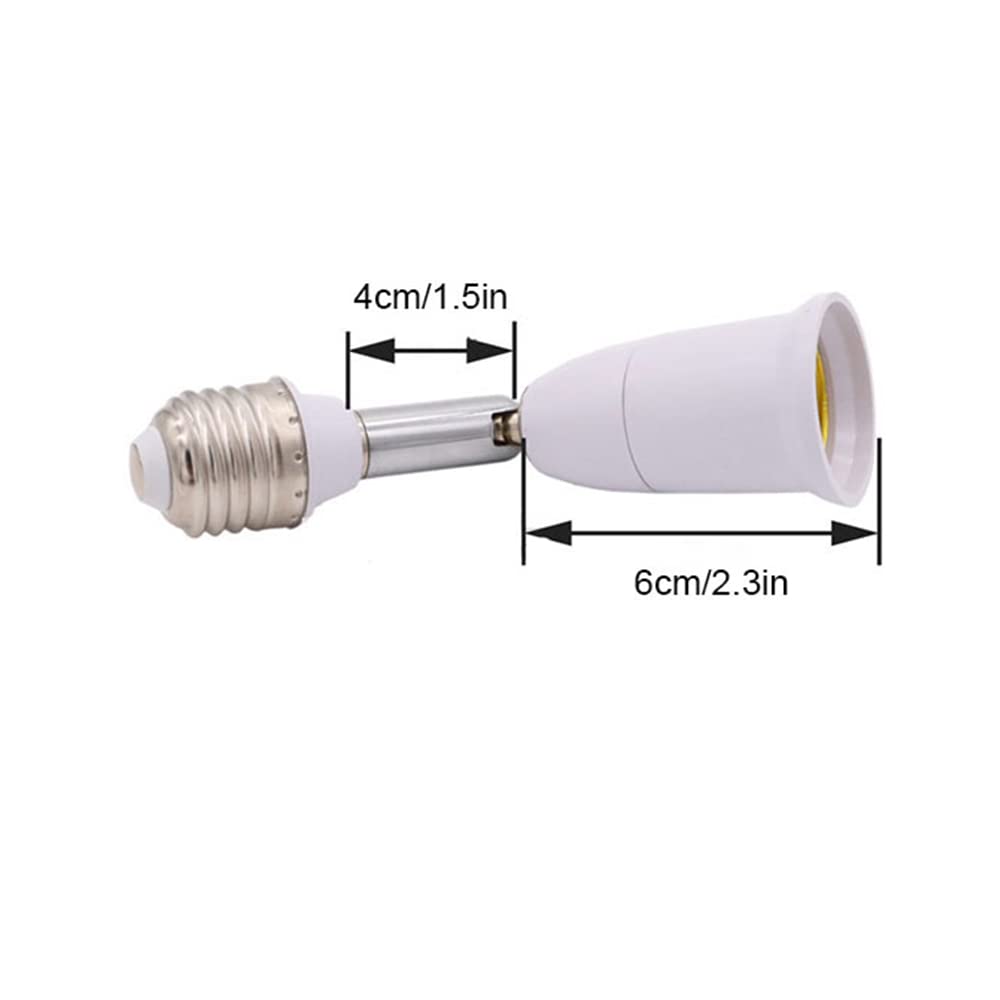 E26/E27 Light Socket Extender 5.5 inch Light Bulb Socket Adapter Flexible Adjustable 180 Bendable 360 Light Socket Extension Converter (2 Pack)