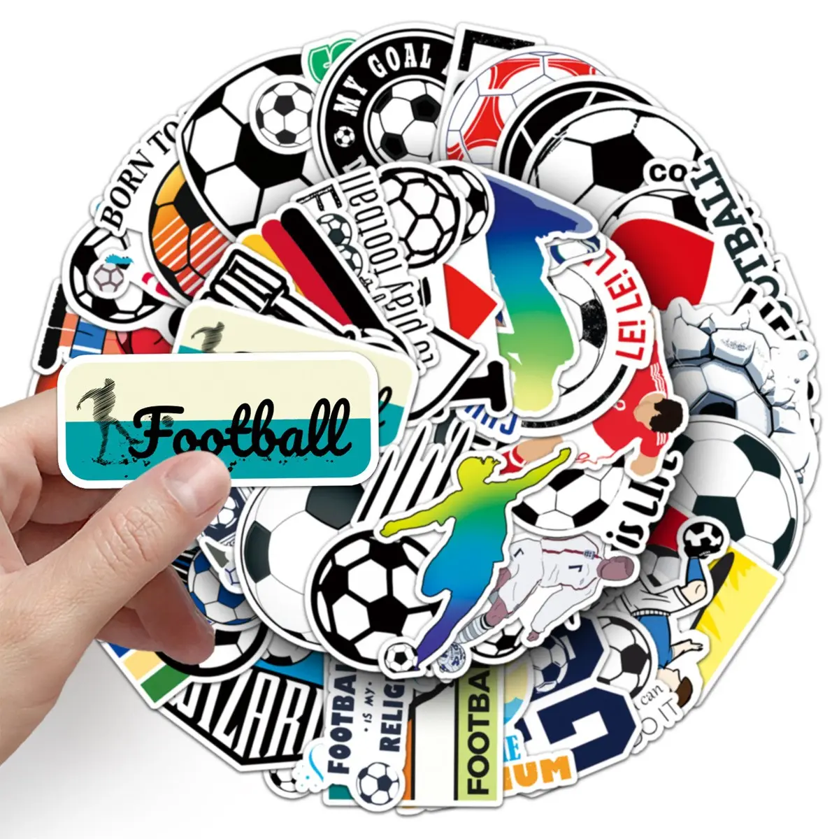 50-Piece Soccer Sticker Set for Luggage, Phone Cases, Tablets, Water Bottles, Skateboards, Decorative Stickers for Personalization