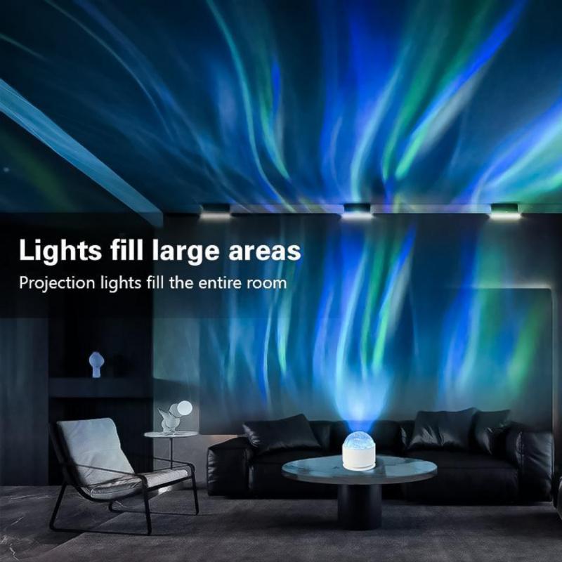 Aurora Projection Lamp, USB Rechargeable 16 Color LED Projector with Remote Control, Adjustable RGB Lighting, Room Decor for Halloween Christmas Fall Winter, LED Party Light