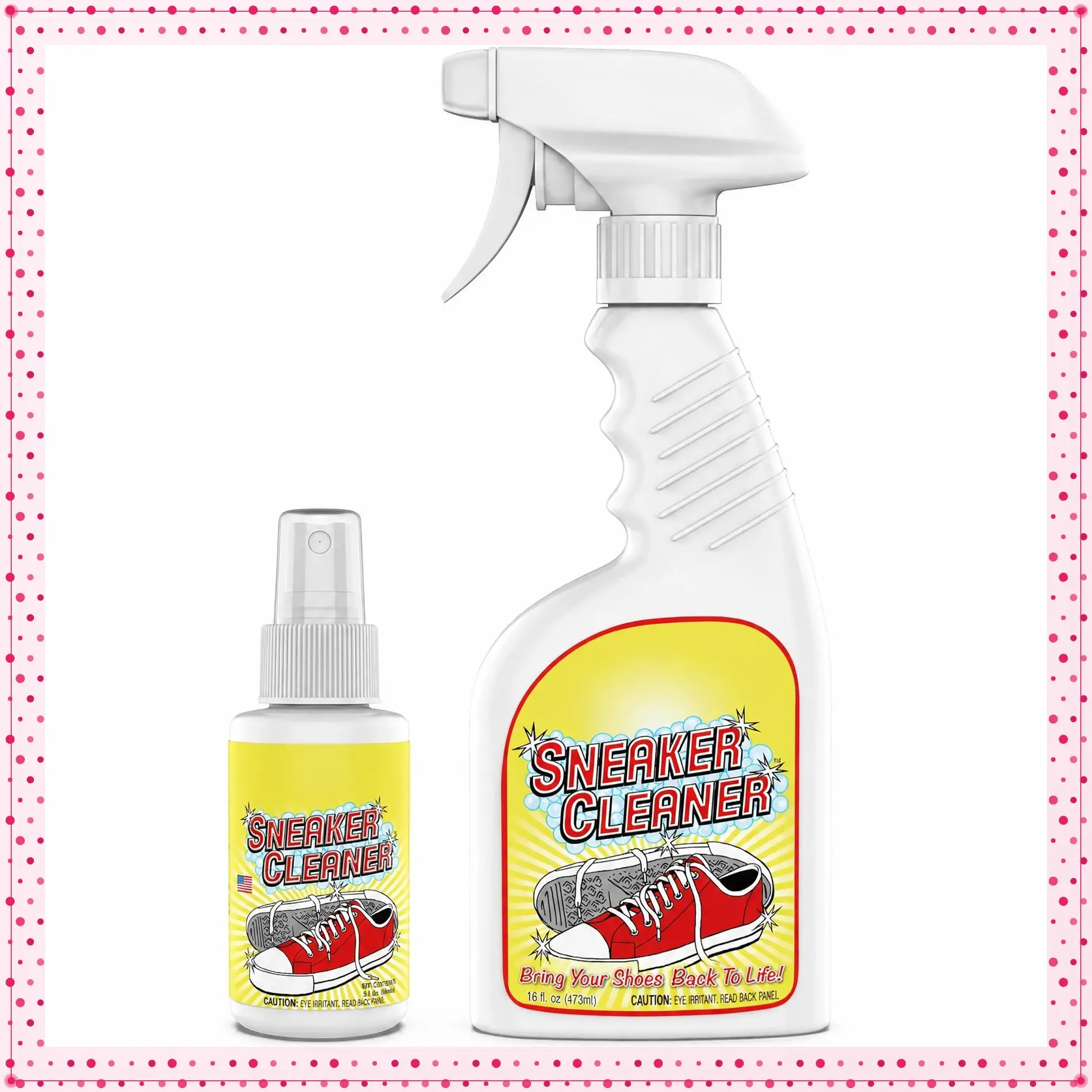 Sneaker Cleaner - for Rubber, Canvas, Leather, Stain Remover Spray Removes Dirt, Grime, Grass - Cleaner for Outdoor Shoes, Slippers, Moccasins - 16oz & 3oz ComboGift