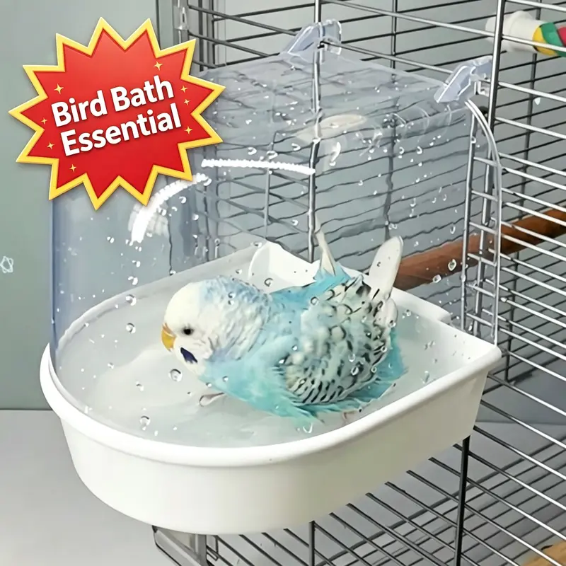 Parrot Bathing Bowl, Bird Feeder and Bath for Cage, Hanging Bird Bathtub Bath Shower, Bird Bathing Device,Hanging bird bath for cage，Automatic Bird Bath Shower for Cage, Indoor Cage Accessories for Parakeets, Budgies, Cockatiels, Conure