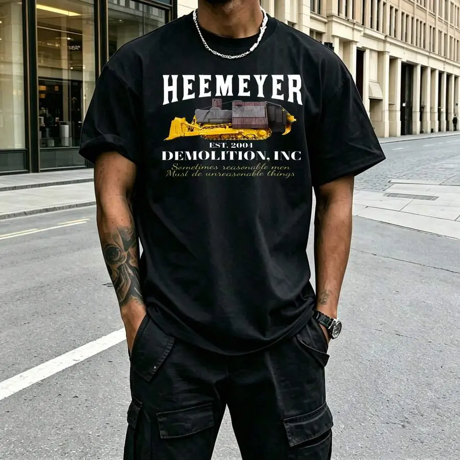 Pure Cotton Graphic Heemeyer Demolition Inc Graphic Tee Short Sleeve Men's Streetwear Tee