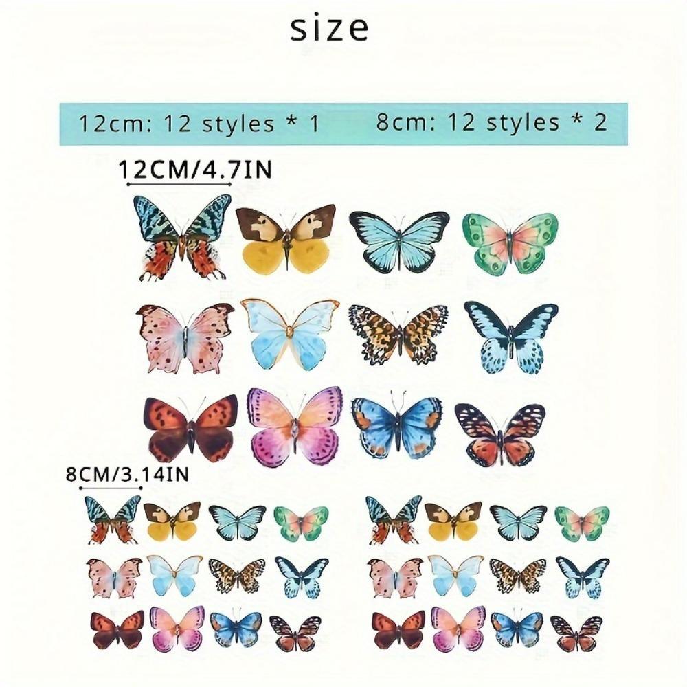 Plastic Butterfly Decorations, 36pcs/set 3D Watercolor Butterfly Decoration, Party Decoration Supplies, Party Favors, Gifts for Wedding, Birthday, Festival