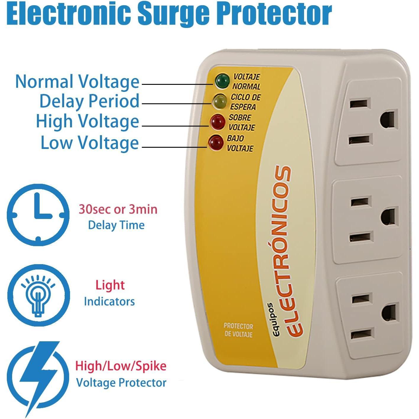 Surge Protector,120V 12A 1440W  Protector with 3 Outlet Plug,for  Appliance Multi Function Plug, Surge Protector for Refrigerator for TV/PC/Refrigerator 1 Pack
