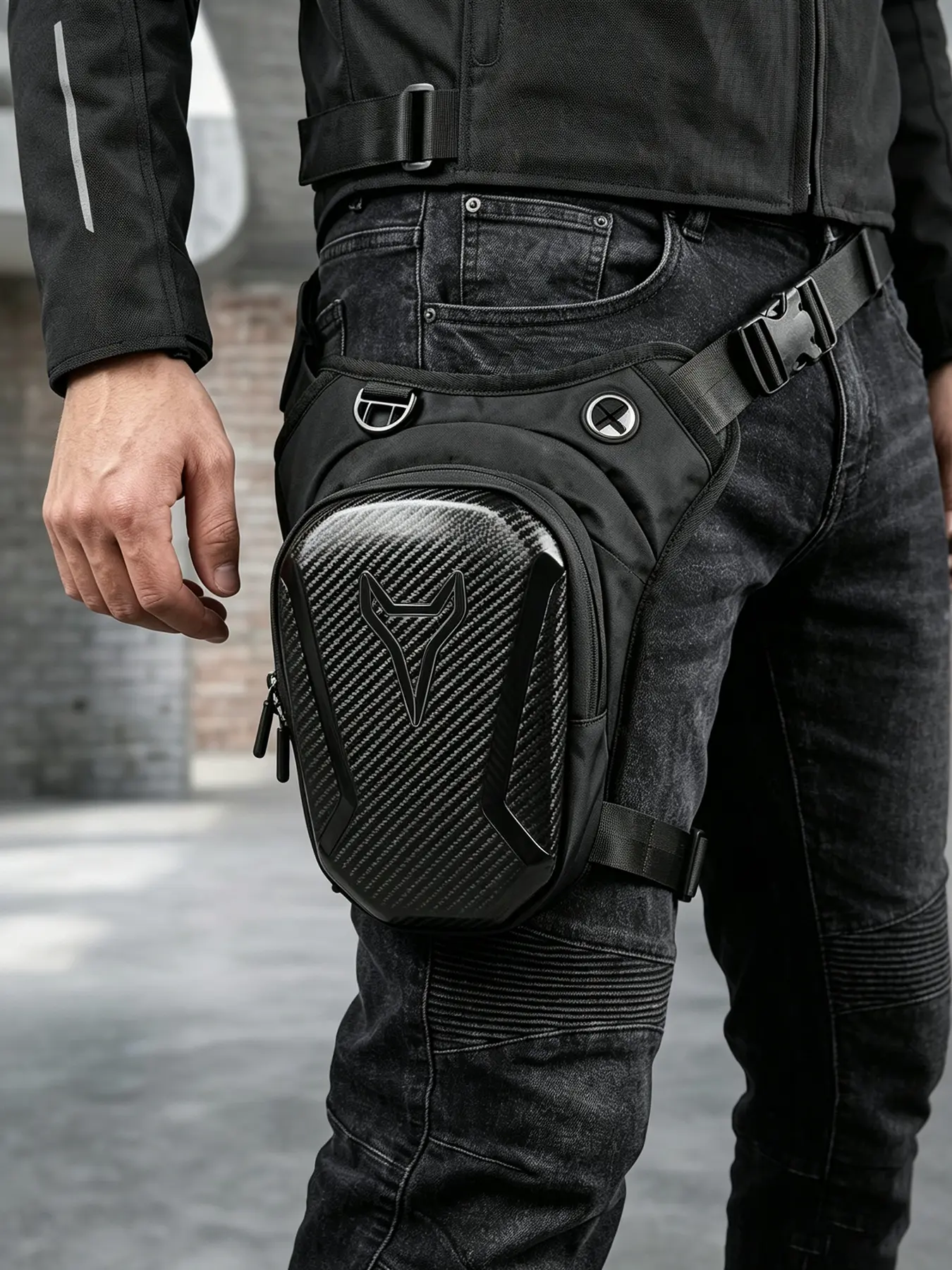 Daily Commute Riding Waist Pack, Light Motorbike Thigh Hip Storage Bag, Robust Wearproof Fabric Belt Bag, Furnished With Thick Cushioned Adjustable Strap & Single Zipper Dividers, Fit Scooter And Motorbikes