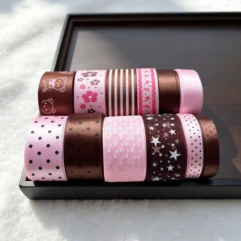 12pc Mix Ribbon Set, Lace DIY Craft Kit, Korean Style Bow Hair Accessories, Gift Packaging Material, Cute Decorative Ribbons