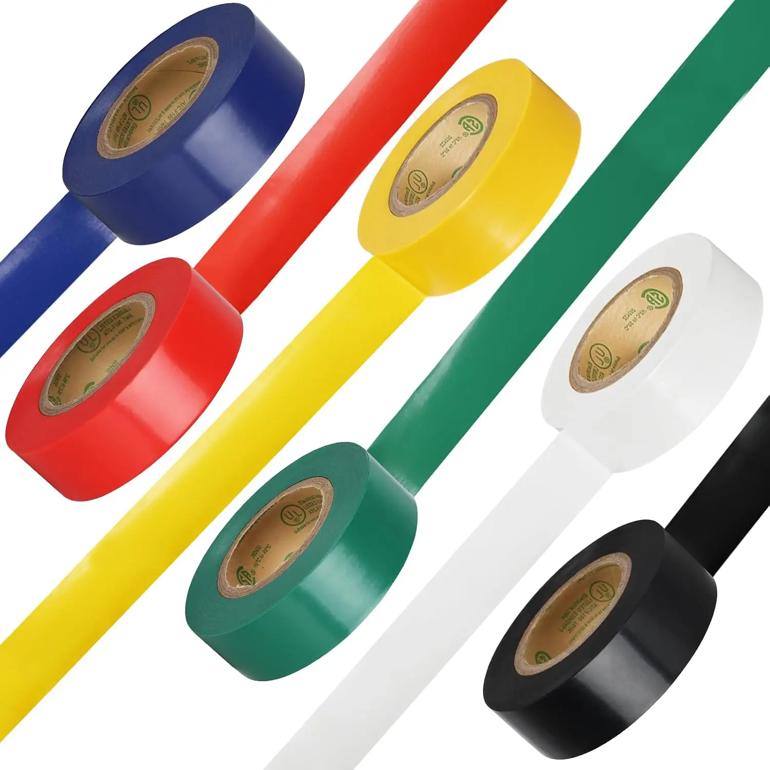 Colored Electrical Tape, UL Approved, 6 Pack Colored Electrical Tape , 0.7in X 33ft Industrial Grade Electrical Insulating Tape, Electric Tape for Improvement Electrical Equipment