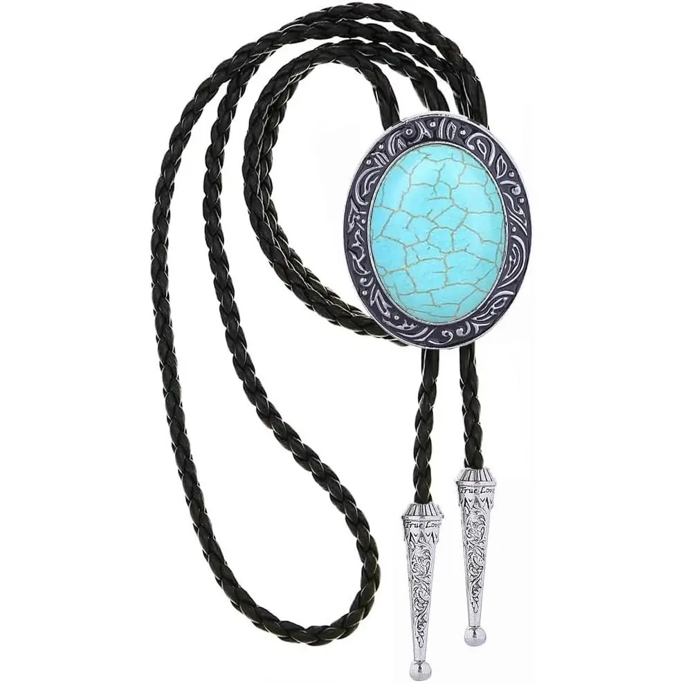Bolo Tie for Men Women, Native American Rodeo Horseshoe Style/Eagle/Turquoise/Tiger Eye Wetsern Bolo Ties(Gift)