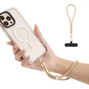 Phone Wrist Strap for  &  - 6mm Lanyard with 2 Non-Adhesive Tether Tabs | Secure Hand Strap for Men & Women (Case Required, for Smartphones) - Camel Beige