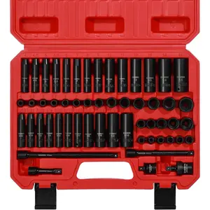 2026 CASOMAN 55PCS 1/4-Inch Drive Impact Socket Set, Shallow & Deep, 5/32 Inch - 9/16 Inch, 4mm - 15mm, Metric/SAE, 6-Point, Cr-V Steel Socket Set