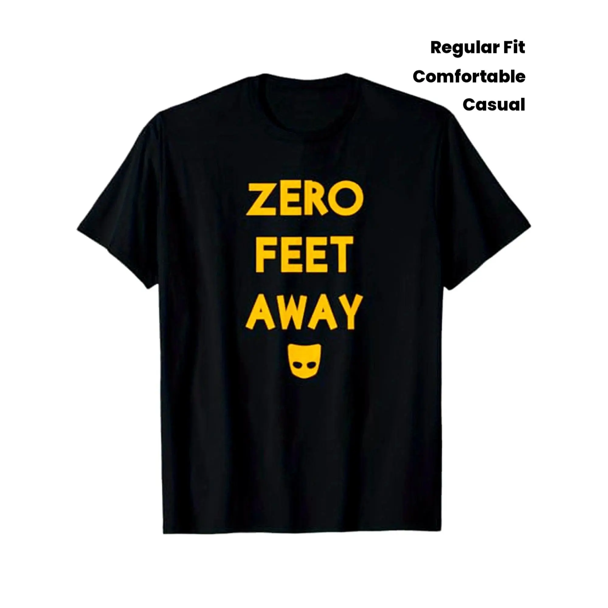 Men'S Funny Gay Pride Zero Feet Away Pride Flag Graphic T-Shirt| Casual Crew Neck Short Sleeve with Yellow Lettering and Footprints - Perfect for Birthdays, Pride Events - Comfortable Casual Attire - All-season Regular Fit